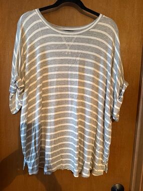 NWOT Striped Gray & White Women's Knit Top